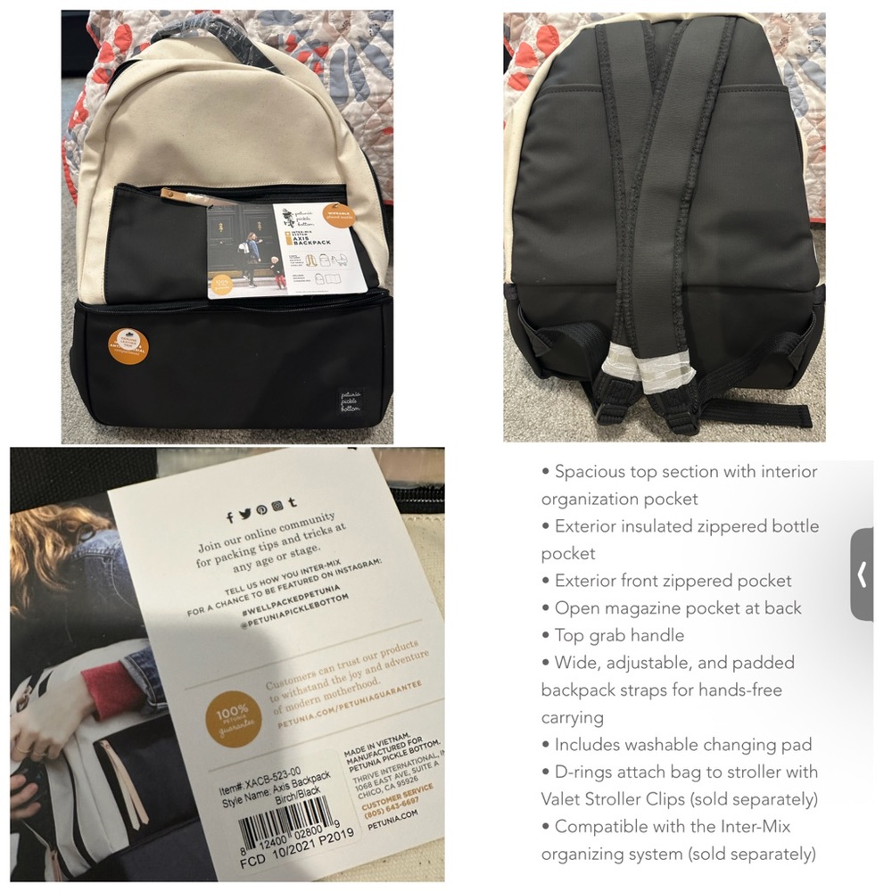 Petunia Pickle Bottom Black and Tan backpack